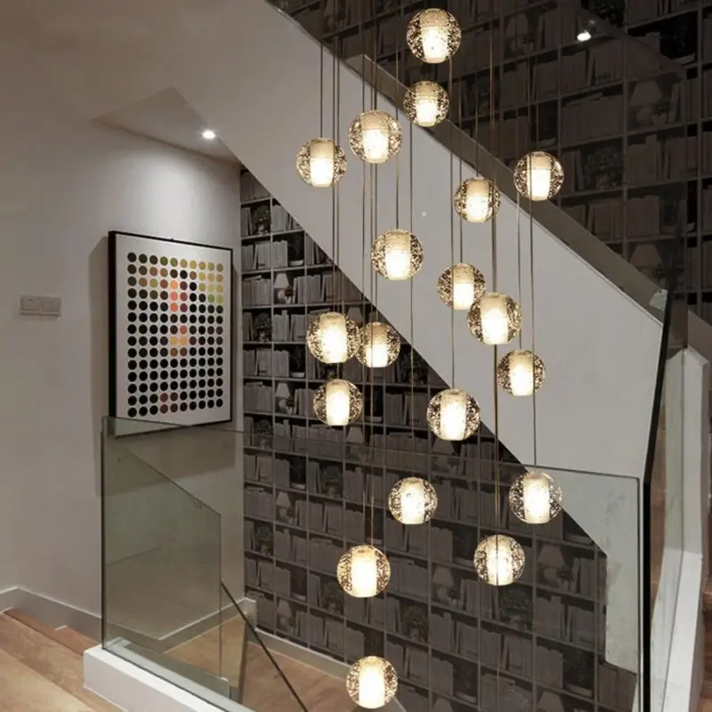Modern Crystal Glass Ball LED Pendant Lights Fixtures Multiple Staircase Lamps Bar Hanging Lamp For Hotel 139072b5 09cf 4227 8003 4a7a4363b126