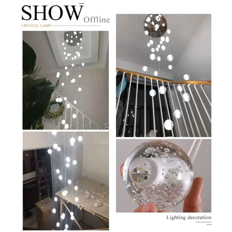 Modern Crystal Glass Ball LED Pendant Lights Fixtures Multiple Staircase Lamps Bar Hanging Lamp For Hotel f9fa5a0d 2dcb 4bc1 9144 e399c5a6e3fd
