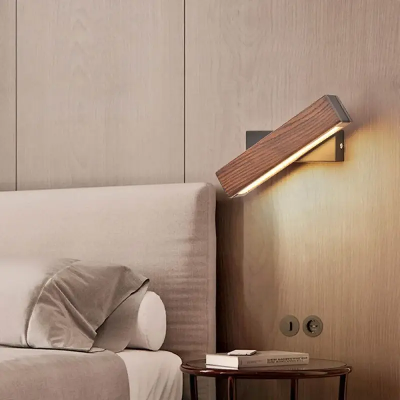 Modern Nordic Solid Wood LED Rotated Wall Lamp Bedside Night Light Bedroom Living Room Aisle Sconce a428dfaa 6cb4 40f4 a13b af9f3418e84f