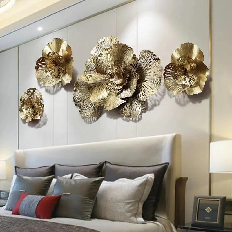 Modern Wrought Iron 3d Gold Flower Decorfaure 1685708536