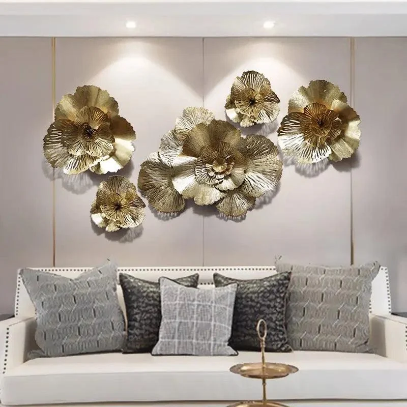 Modern Wrought Iron 3d Gold Flower Decorfaure 1685708554