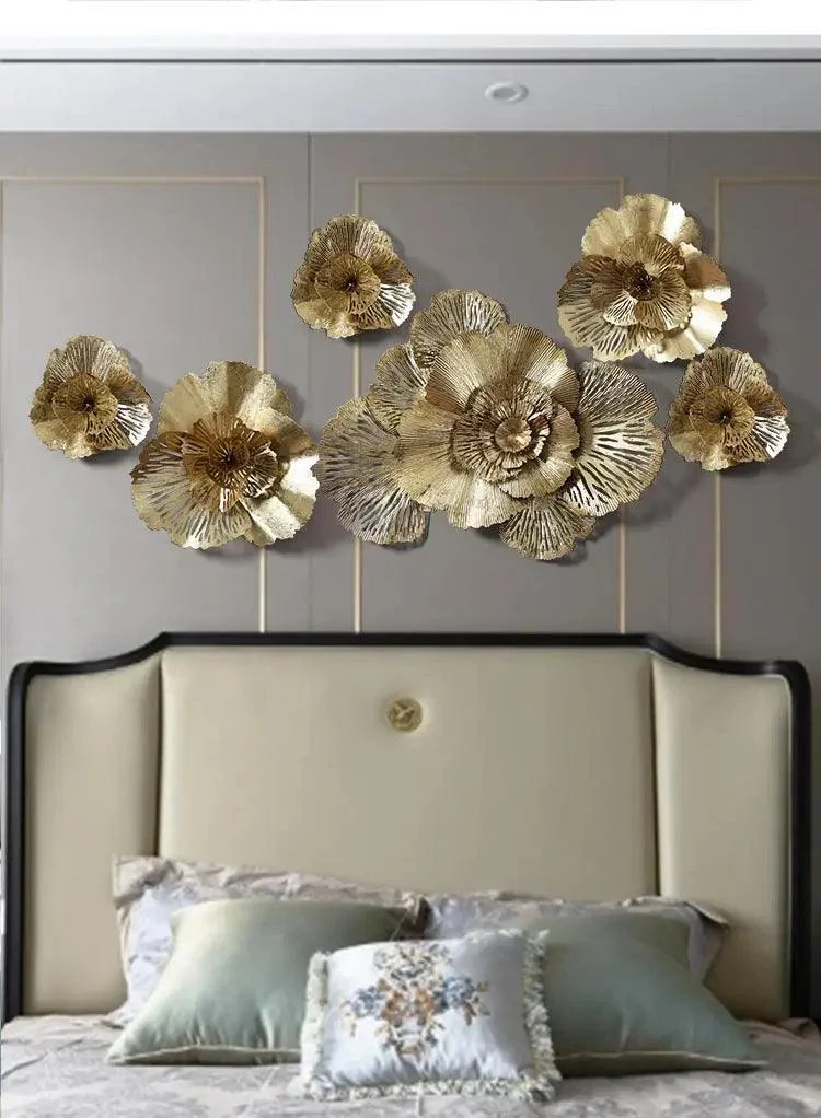 Modern Wrought Iron 3d Gold Flower Decorfaure 1685708578