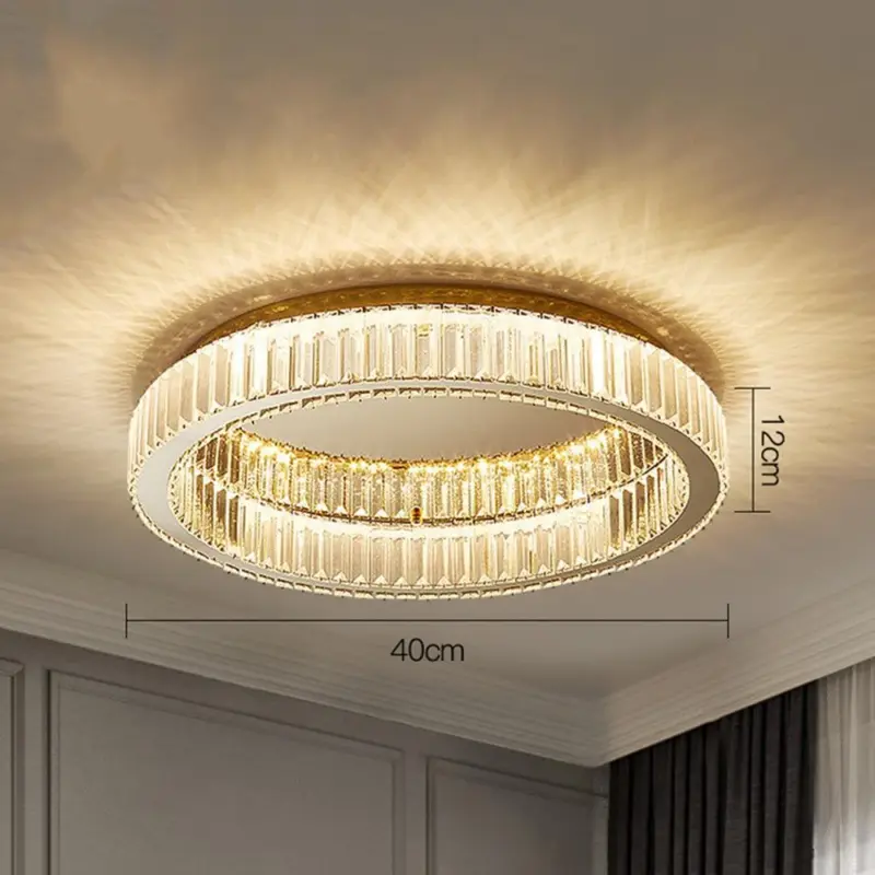 ModernCircleGoldCrystalCeilingLight