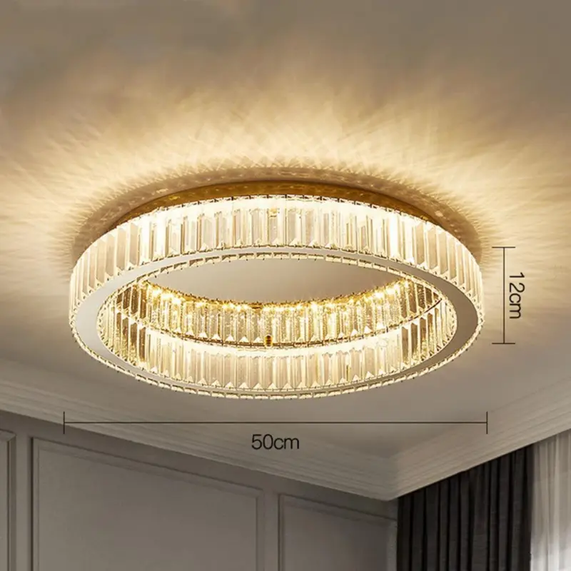 ModernCircleGoldCrystalCeilingLight