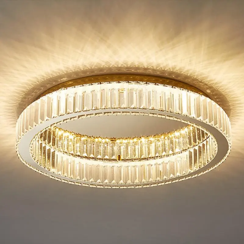 ModernCircleGoldCrystalCeilingLight