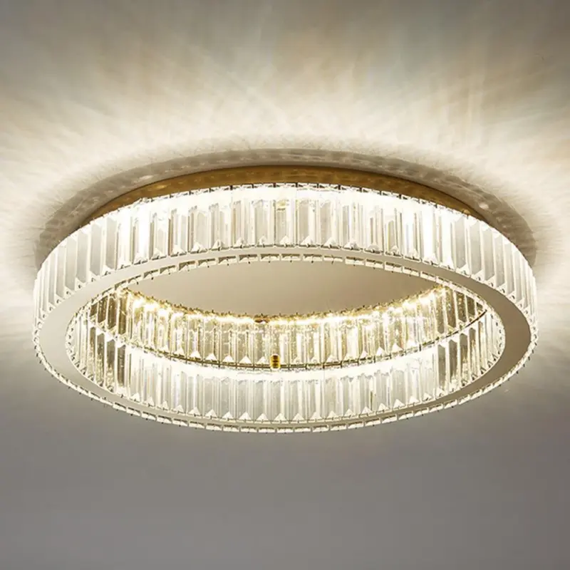 ModernCircleGoldCrystalCeilingLight