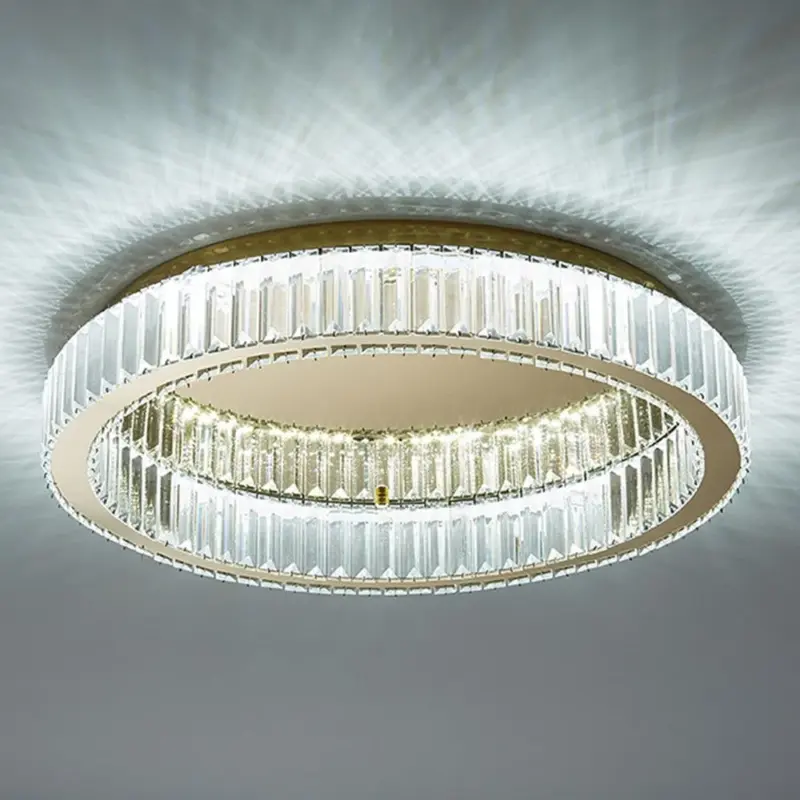 ModernCircleGoldCrystalCeilingLight