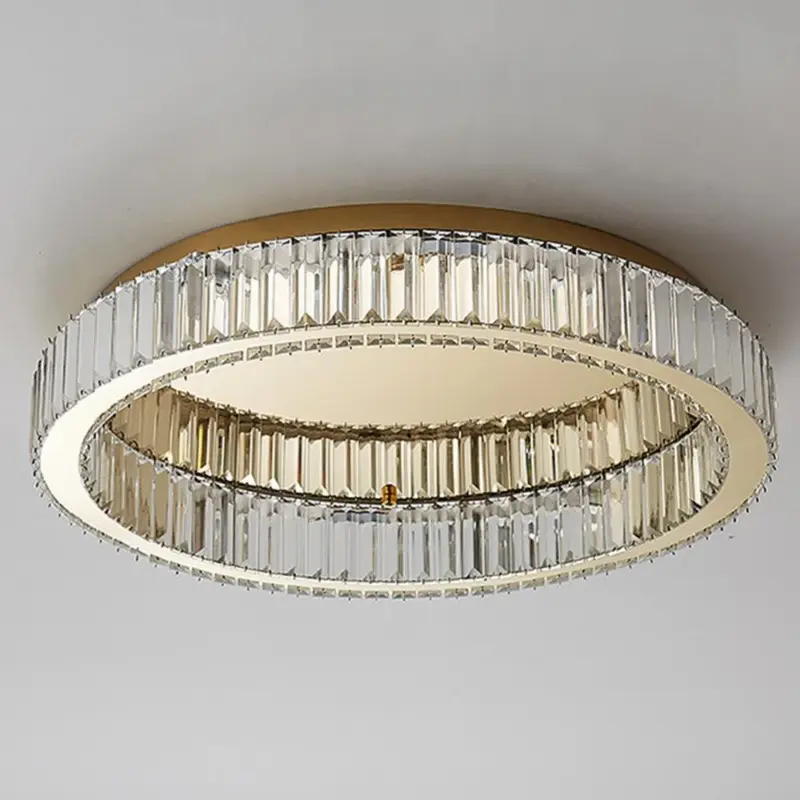 ModernCircleGoldCrystalCeilingLight