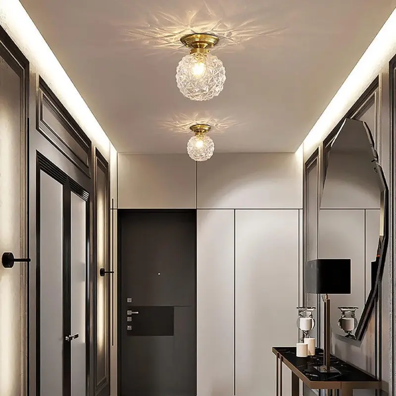 ModernClearGlassBallCeilingLampforHallway Homeko5