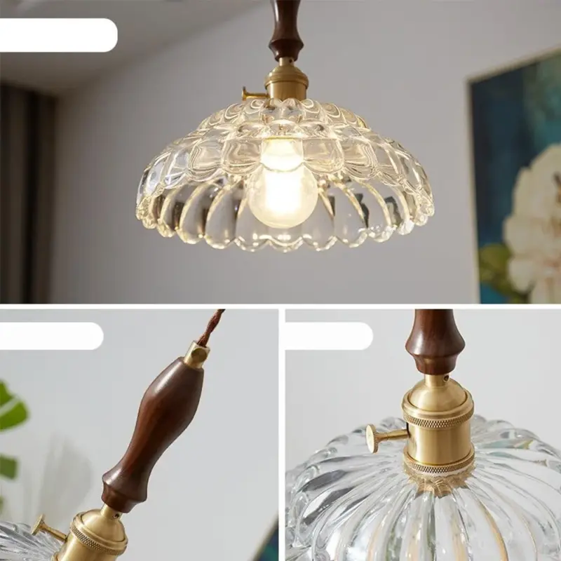 ModernCopperPendantLampwithWoodenHandle Homeko4