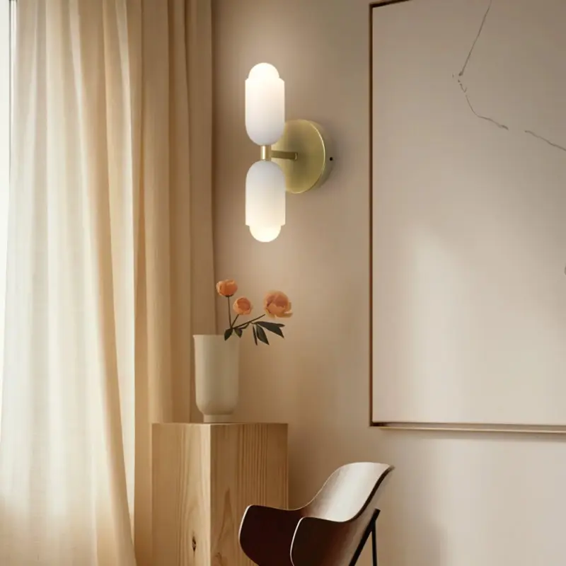 ModernCreamyDoubleHeadsWallSconce