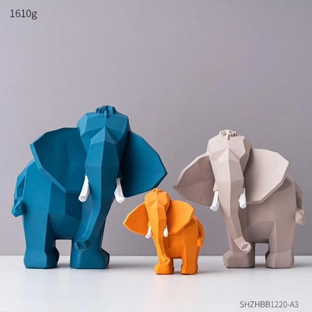 Modern Geometric Elephant Sculpture - Homeko