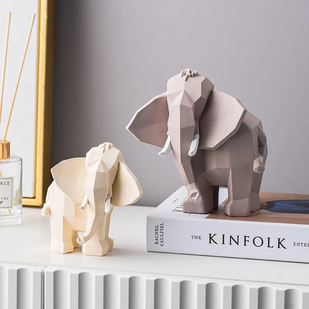 Modern Geometric Elephant Sculpture - Homeko