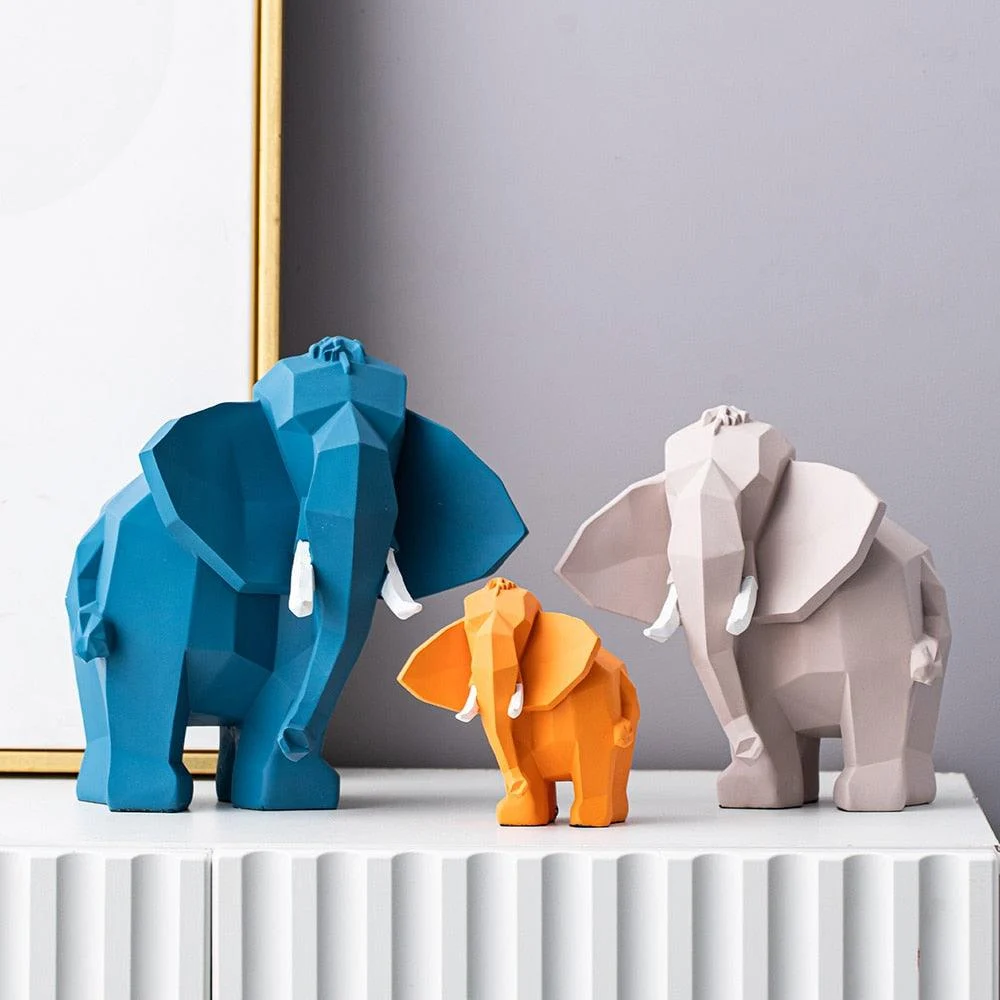 Modern Geometric Elephant Sculpture - Homeko