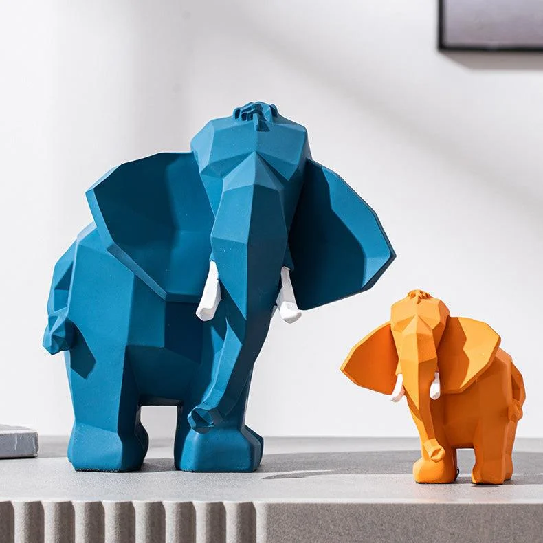 Modern Geometric Elephant Sculpture - Homeko