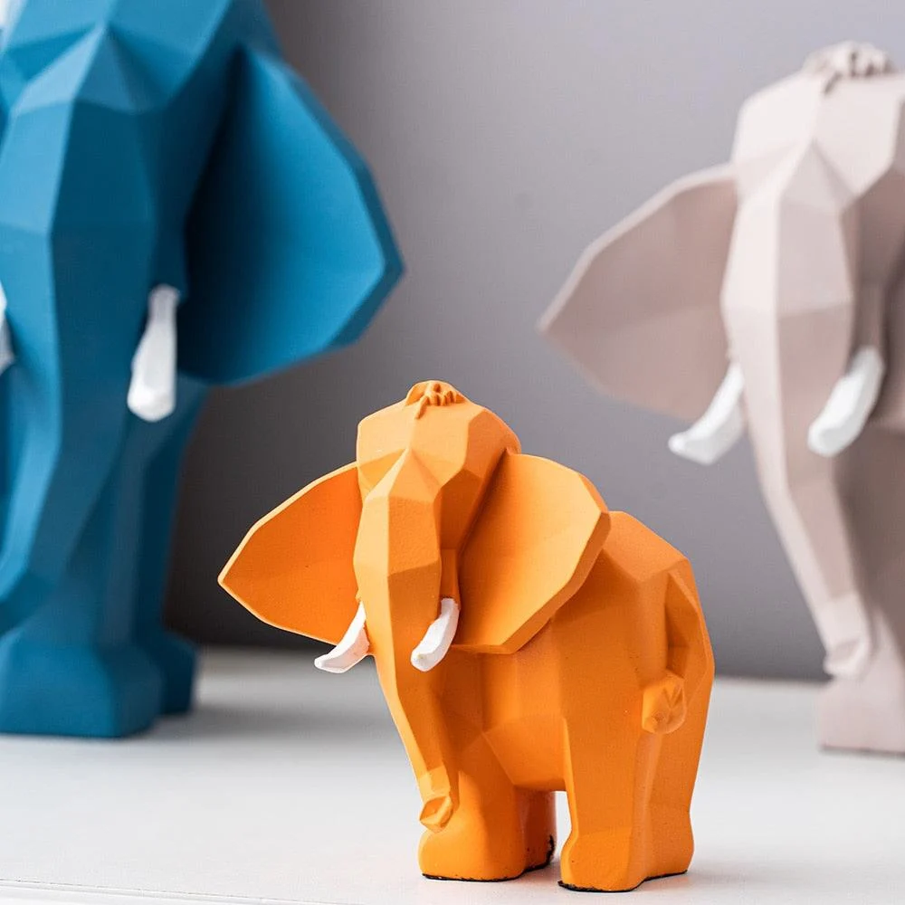 Modern Geometric Elephant Sculpture - Homeko