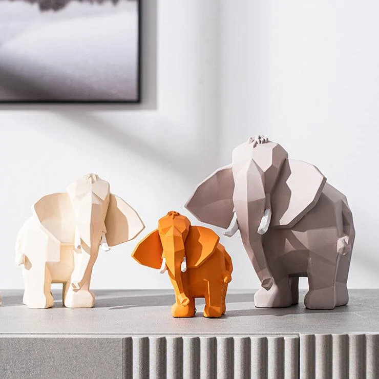 Modern Geometric Elephant Sculpture - Homeko