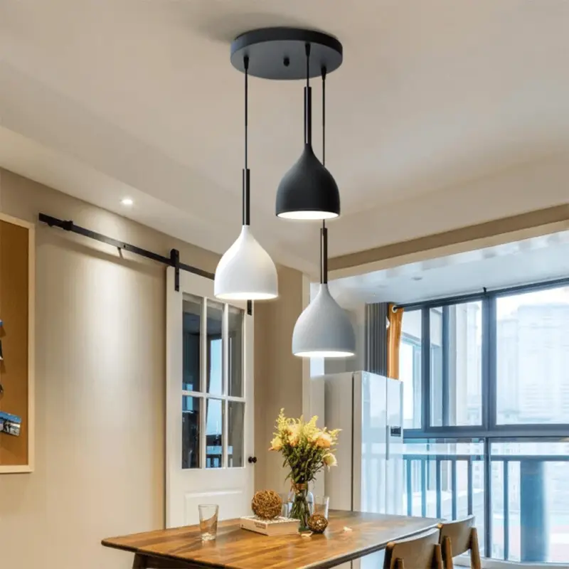 ModernMetalTriplePendantLights