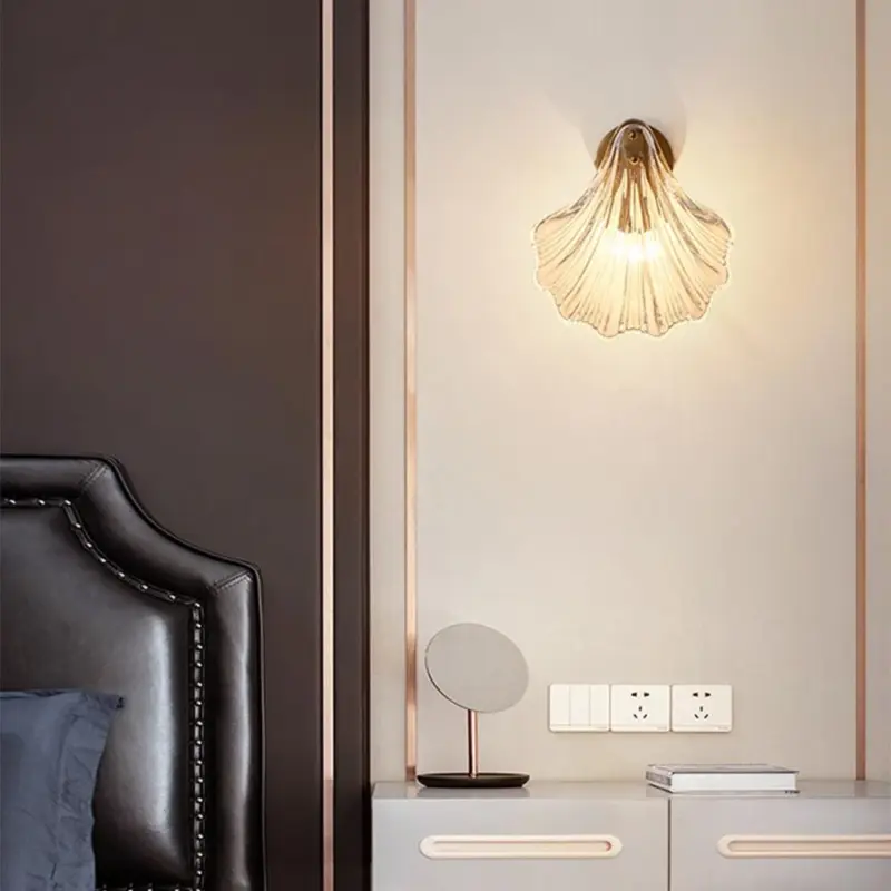 ModernSeaShellGlassWallLamp