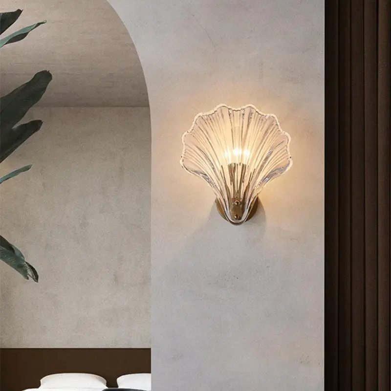 ModernSeaShellGlassWallLamp
