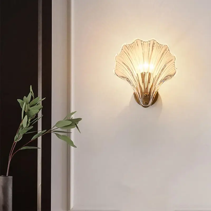 ModernSeaShellGlassWallLamp