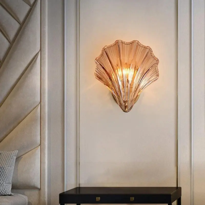 ModernSeaShellGlassWallLamp