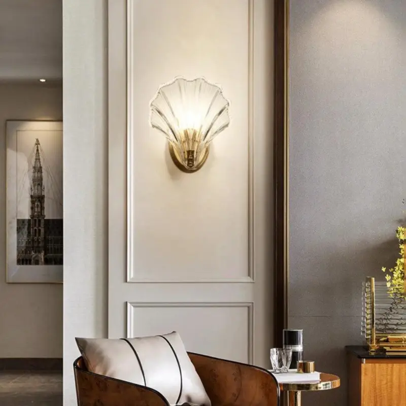 ModernSeaShellGlassWallLamp