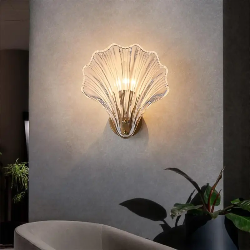ModernSeaShellGlassWallLamp