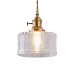ModernShortCylinderPendantLampwithKnobinBrass Homeko5