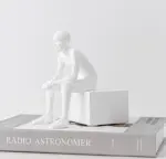 Modern Abstract Sitting and Observing Sculpture