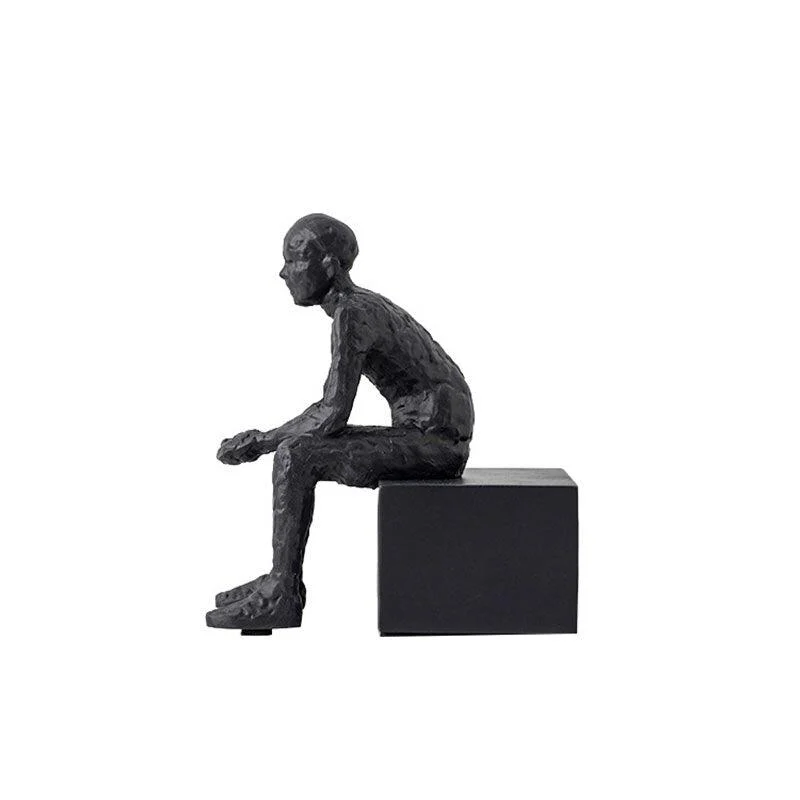 Modern Abstract Sitting and Observing Sculpture -