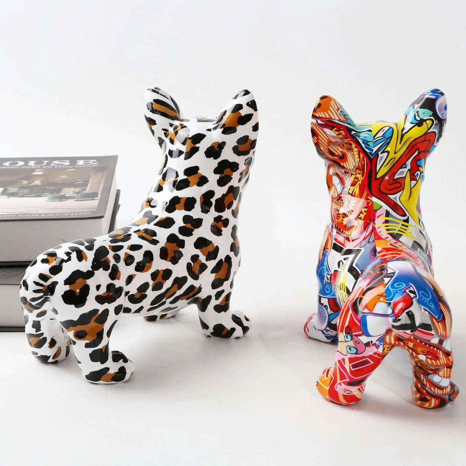 Modern Art Graffiti Corgi Dog Painting Resin Crafts Sculptures and Statues Crafts Gift -