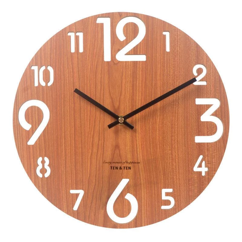 Modern Battery Operated Silent Wall Clock 10 Inches Wood Textured -
