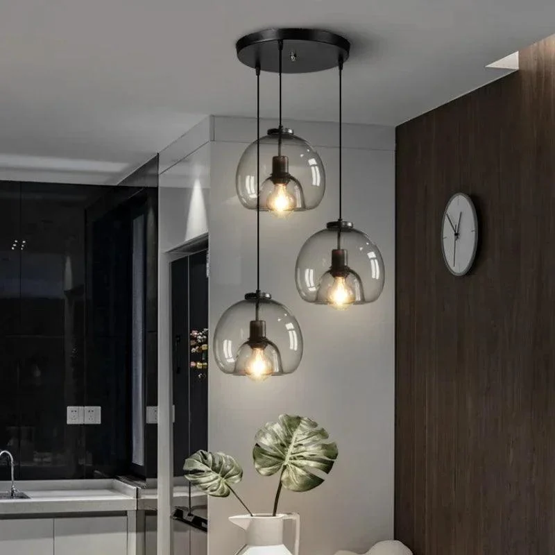 Modern Black Glass Ceiling Chandeliers Lighting Art Pendant Indoor -