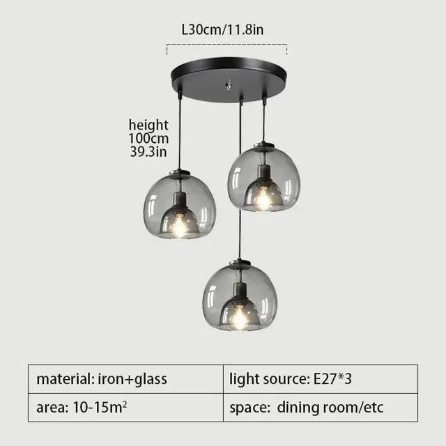Modern Black Glass Ceiling Chandeliers Lighting Art Pendant Indoor -