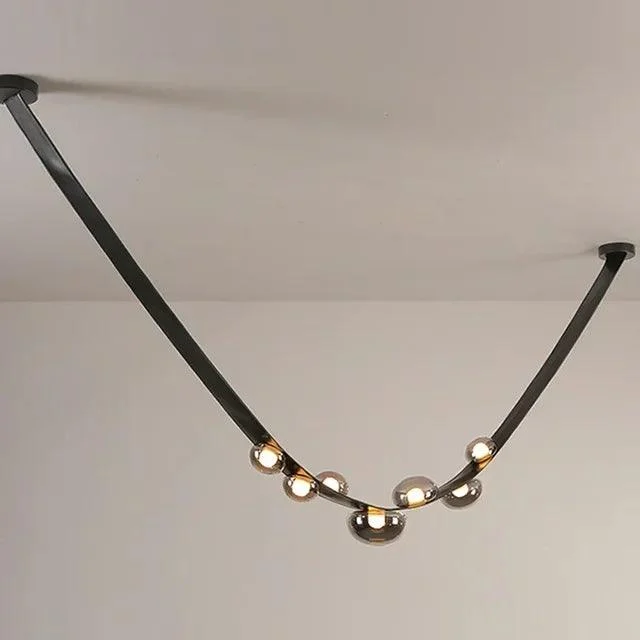 Modern Black Glass Led Lighting Pendant for Living Dining Room Chandelier Indoor -