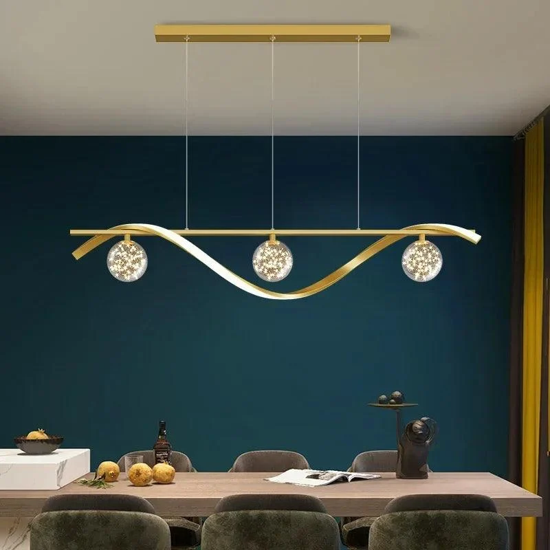 Modern Black Gold Glass Ball Led Lighting Pendant Chandeliers Decoration for Indoor -