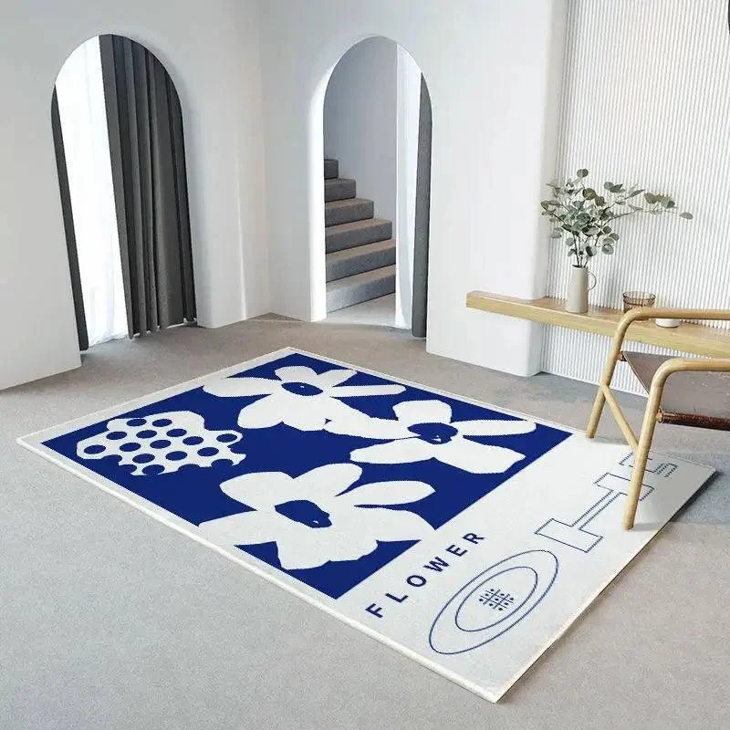 Modern Blue White Large Area Rug Living Room Home Decoration - 