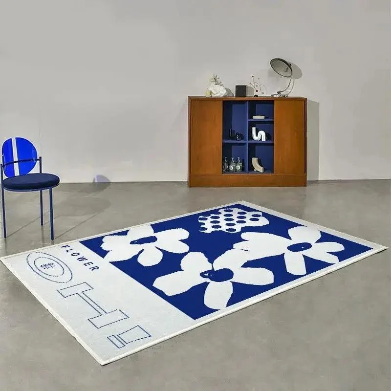 Modern Blue White Large Area Rug Living Room Home Decoration -