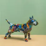 Modern Bullterrier Painted Sculptures and Statues Office Decor Resin Crafts