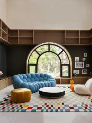Modern Checkered Rug Carpet Soft for Balcony Home Decoration