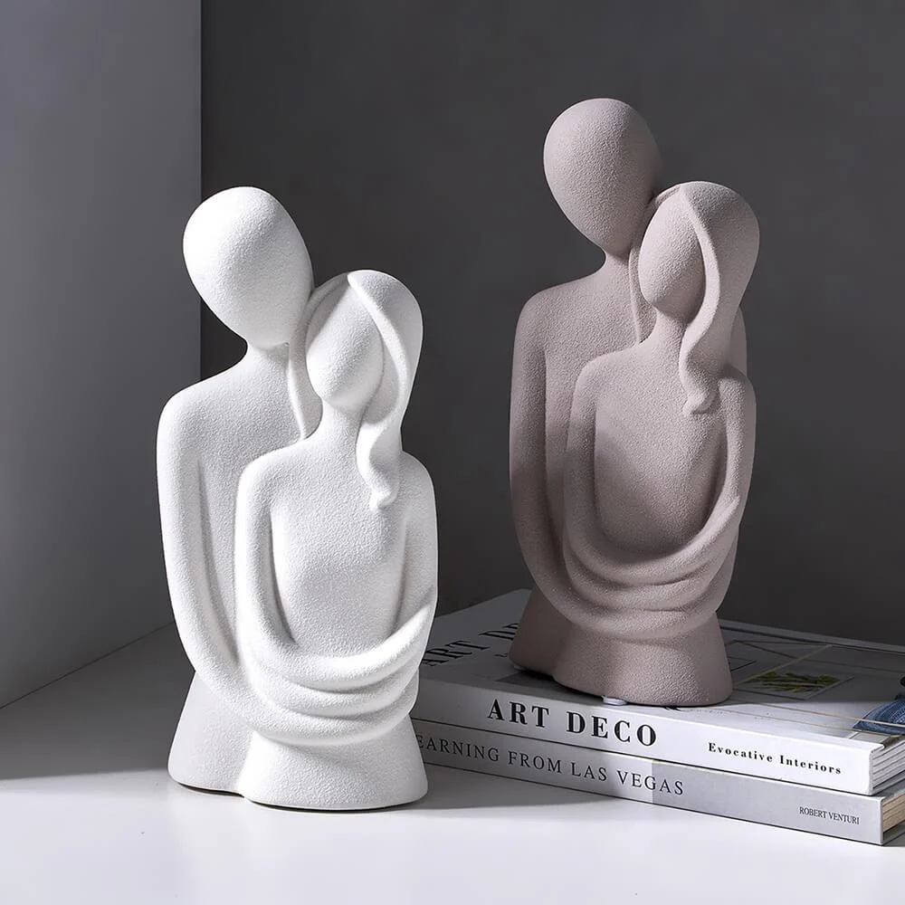 Modern Couple Ceramic Figurines Home Decor Sculptures -