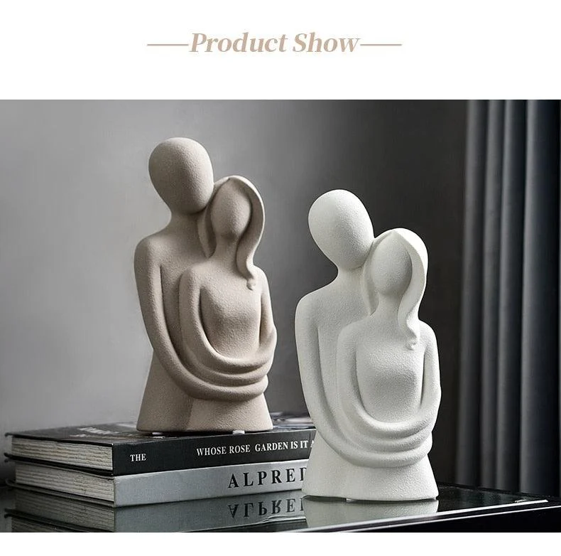 Modern Couple Ceramic Figurines Home Decor Sculptures -