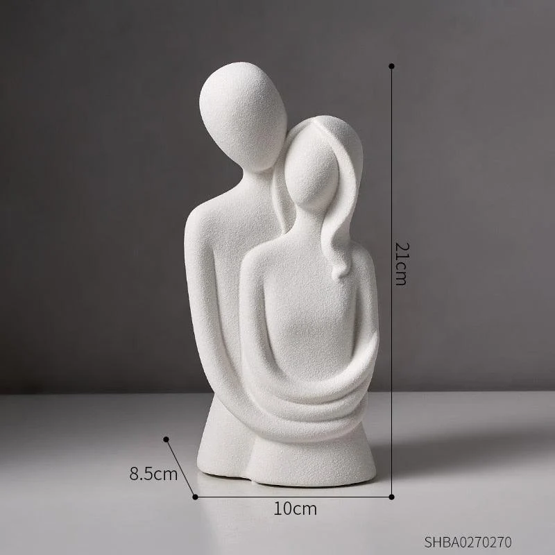 Modern Couple Ceramic Figurines Home Decor Sculptures -