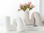 Modern Cream Ceramic Twisted Squiggle Vase