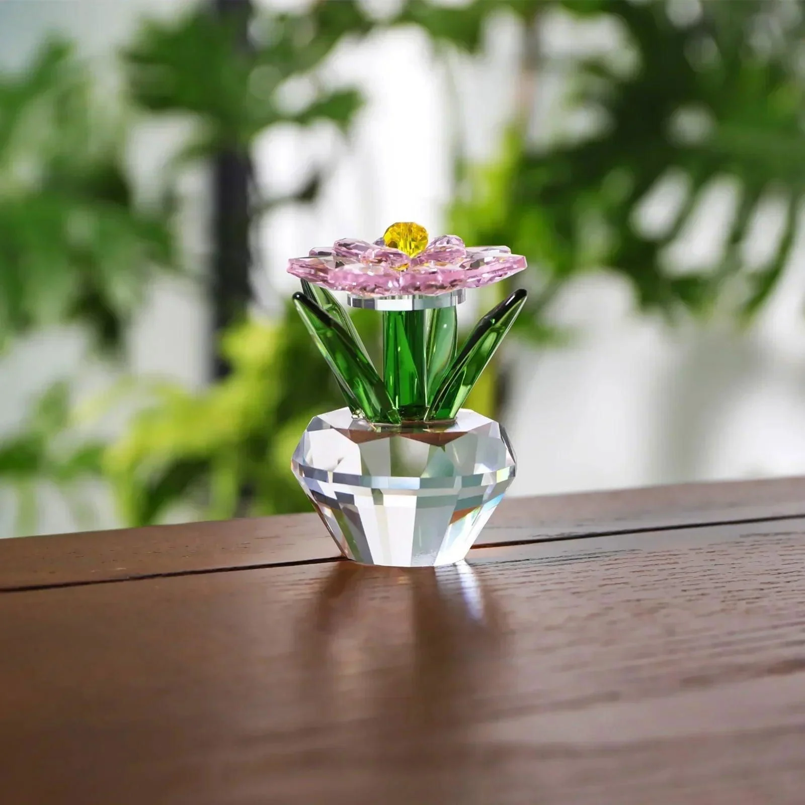 Modern Crystal Sunflower Ornaments Home Crafts Sculptures and Statues Gifts - 