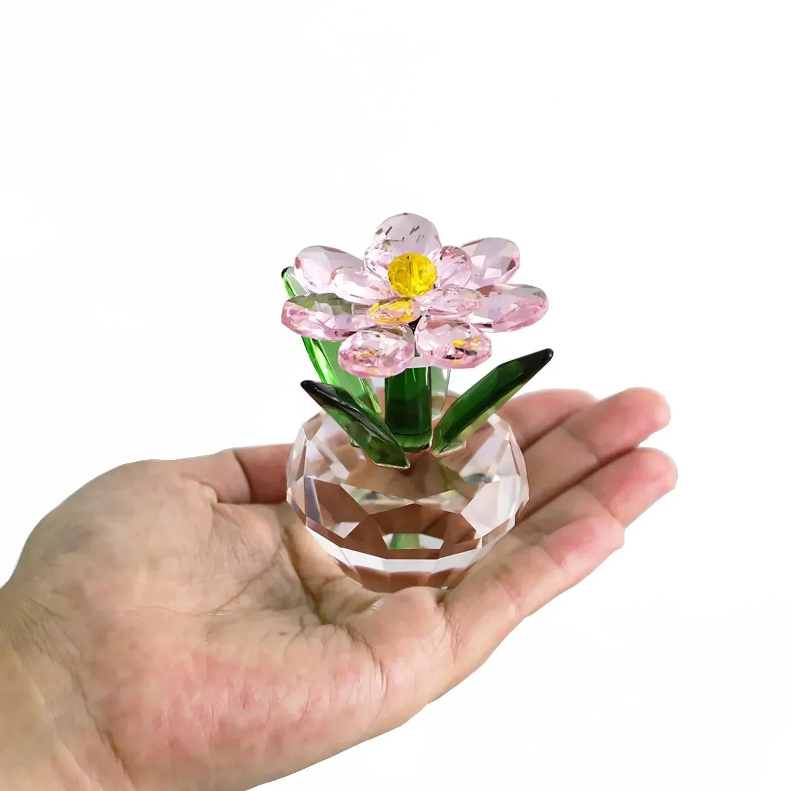 Modern Crystal Sunflower Ornaments Home Crafts Sculptures and Statues Gifts -