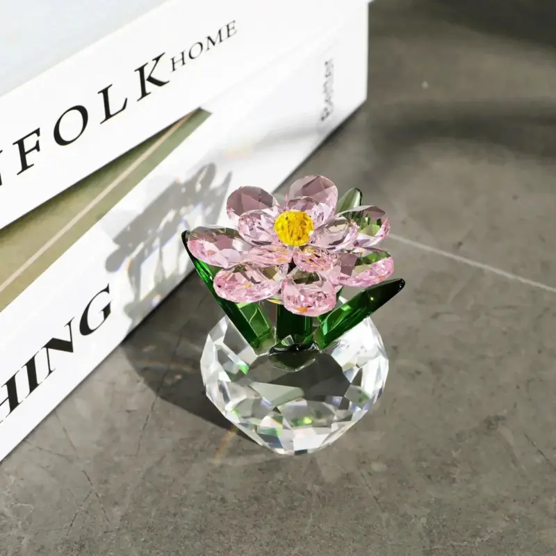 Modern Crystal Sunflower Ornaments Home Crafts Sculptures and Statues Gifts