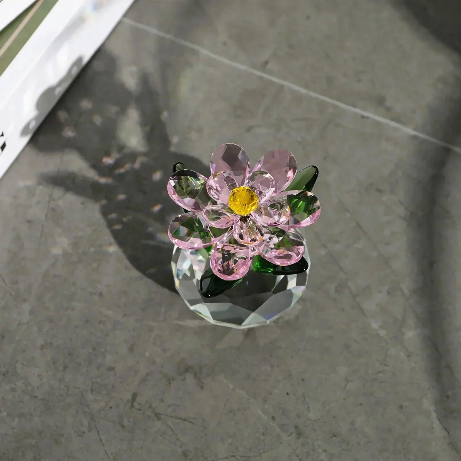 Modern Crystal Sunflower Ornaments Home Crafts Sculptures and Statues Gifts -