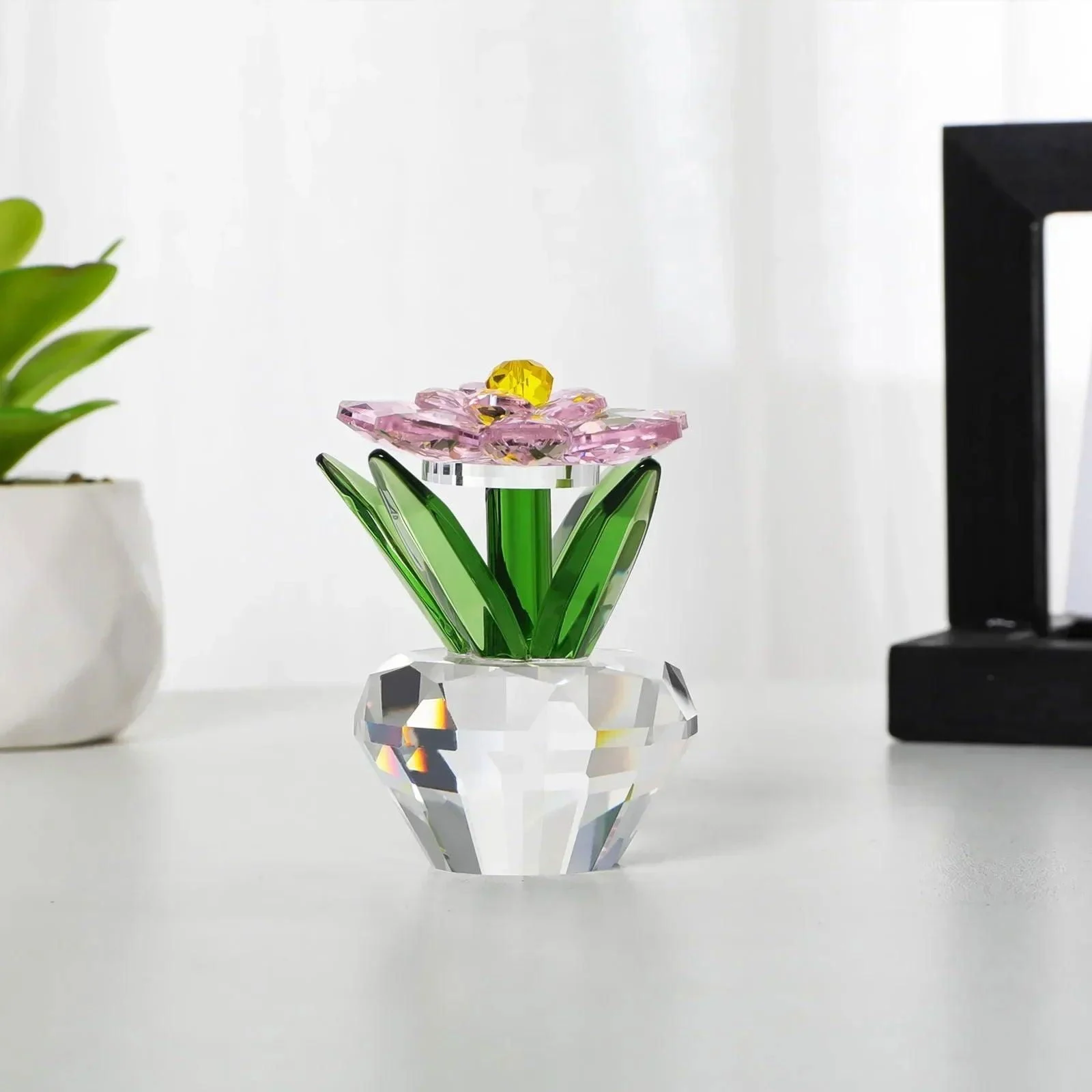 Modern Crystal Sunflower Ornaments Home Crafts Sculptures and Statues Gifts -